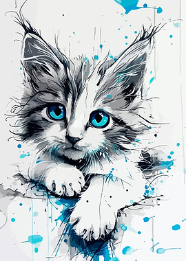 Cute Kitten with Blue Eyes