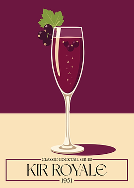 Kir Royale Cocktail Poster – Elegant French Champagne Wall Art