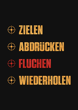 German shooting instructions text art