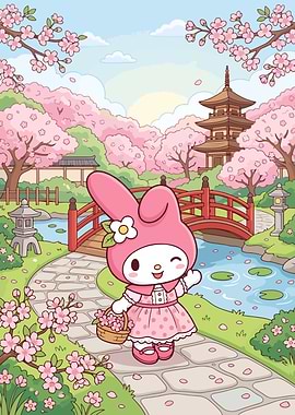 My Melody in a Cherry Blossom Garden