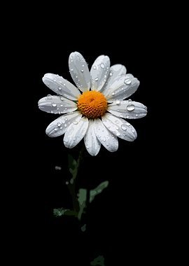 Daisy with Water Droplets