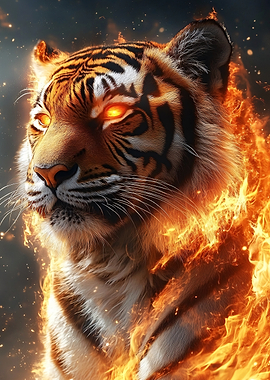 Fiery Tiger with Glowing Eyes