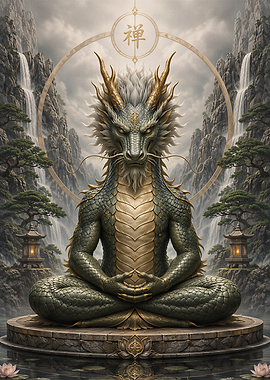 Meditating Dragon in Zen Garden