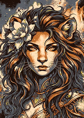 Lioness Warrior with Flower