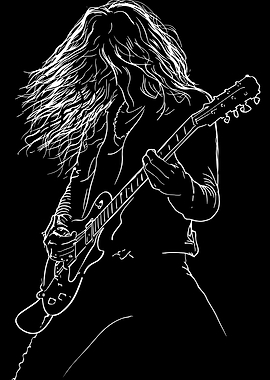 Rock Guitarist with Flowing Hair