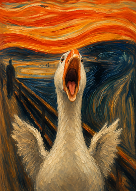 Goose Screaming in Edvard Munch Style