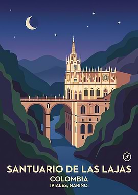 Santuario de Las Lajas at Night