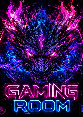 Neon Dragon Gaming Room Sign