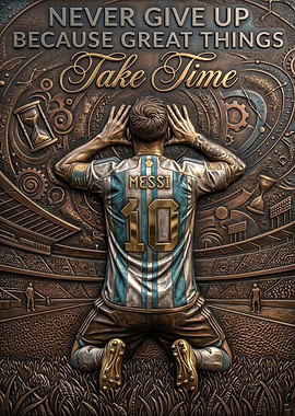 Messi Never Give Up Inspirational Art
