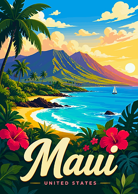 Maui Hawaii USA Tropical Beach Poster