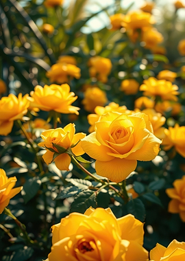 Vibrant Yellow Roses in Bloom