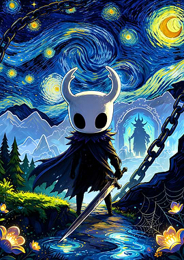 Hollow Knight in Starry Night