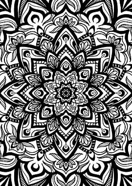 Intricate Black and White Mandala Design