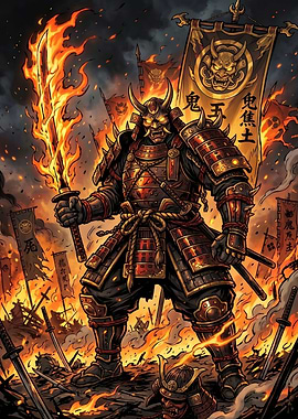 Fiery Samurai Warrior