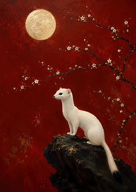Ermine Under a Full Moon