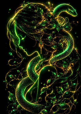 Glow Serpent Woman with Leaves