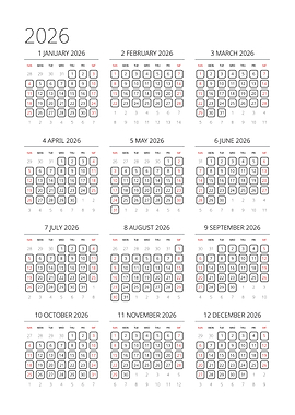 2026 Calendar Grid