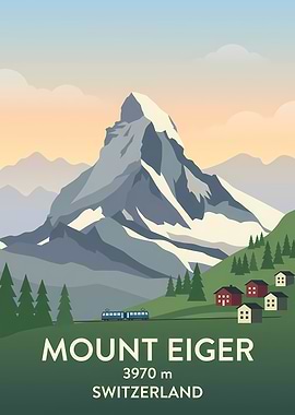 Mount Eiger Switzerland Travel Poster