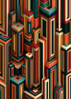 Abstract Geometric Cityscape
