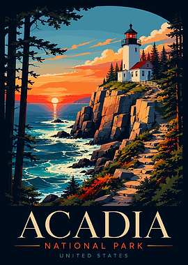 Acadia National Park Vintage Poster