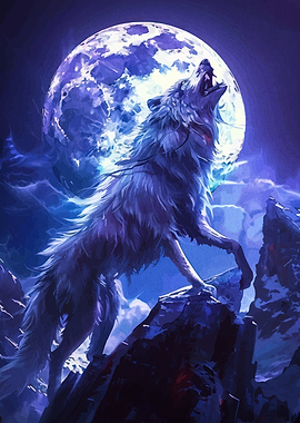 Wolf Howling at the Moon