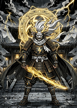 Samurai Warrior with Lightning Sword