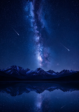 Milky Way Over Mountains and Lake