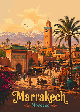 Marrakech Morocco Vintage Poster