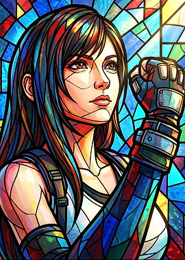 Final Fantasy VII Tifa Lockhart Stained Glass Art