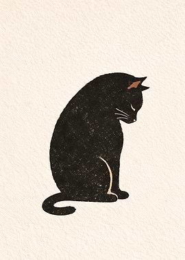 Black Cat Sitting Down