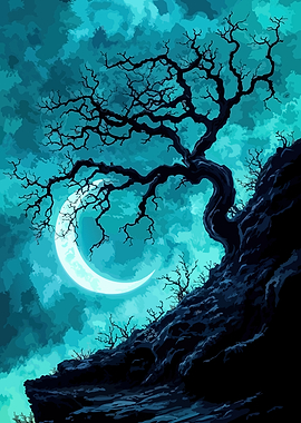 Ethereal Moonlit Forest Landscape