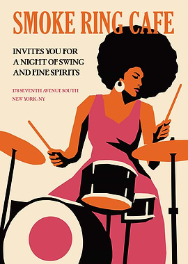 Smoke Ring Cafe Drummer Poster