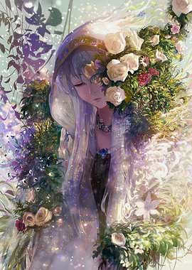 Girl with Flowers and Veil
