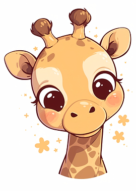 Cute Cartoon Giraffe Portrait