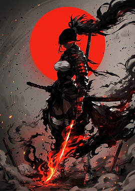 Fiery Samurai Warrior