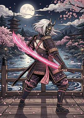 Samurai Warrior with Glowing Katana