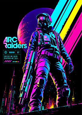Cyberpunk Raider with Neon Cityscape