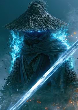 Mysterious Warrior with Glowing Sword