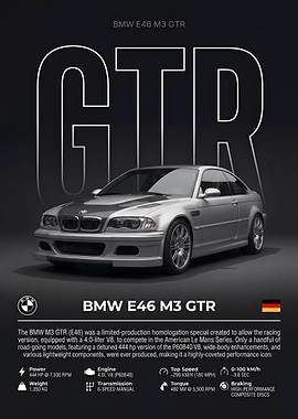 BMW E46 M3 GTR Poster