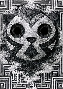 Tribal Owl Mask with Geometric Patterns