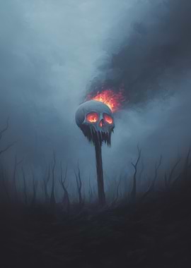 Burning Skull on a Stick