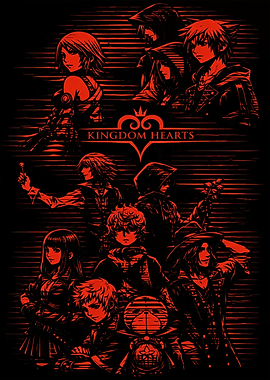 Kingdom Hearts Characters Red and Black Art