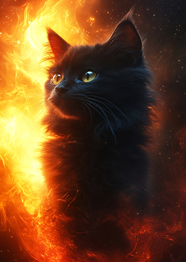 Black Cat in Fiery Nebula