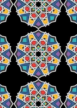 Geometric Mandala Mosaic Pattern Colorful Bohemian