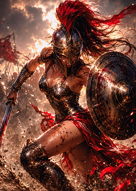 Warrior Woman in Battle