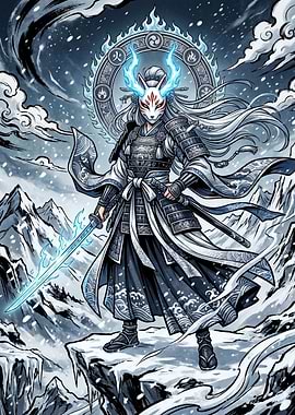 Samurai Kitsune Warrior in Snow