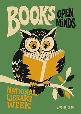 Owl Reading Book for National Library Week