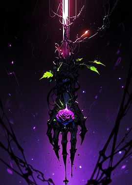 Dark Fantasy Sword with Rose