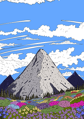 Vibrant Mountain Landscape with Flowers