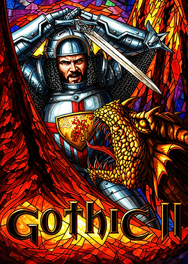 Knight fighting a dragon, Gothic II